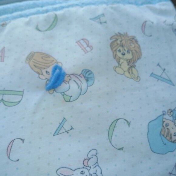 vintage precious moments blue tie ABC lion character print baby quilt retro - Picture 14 of 16